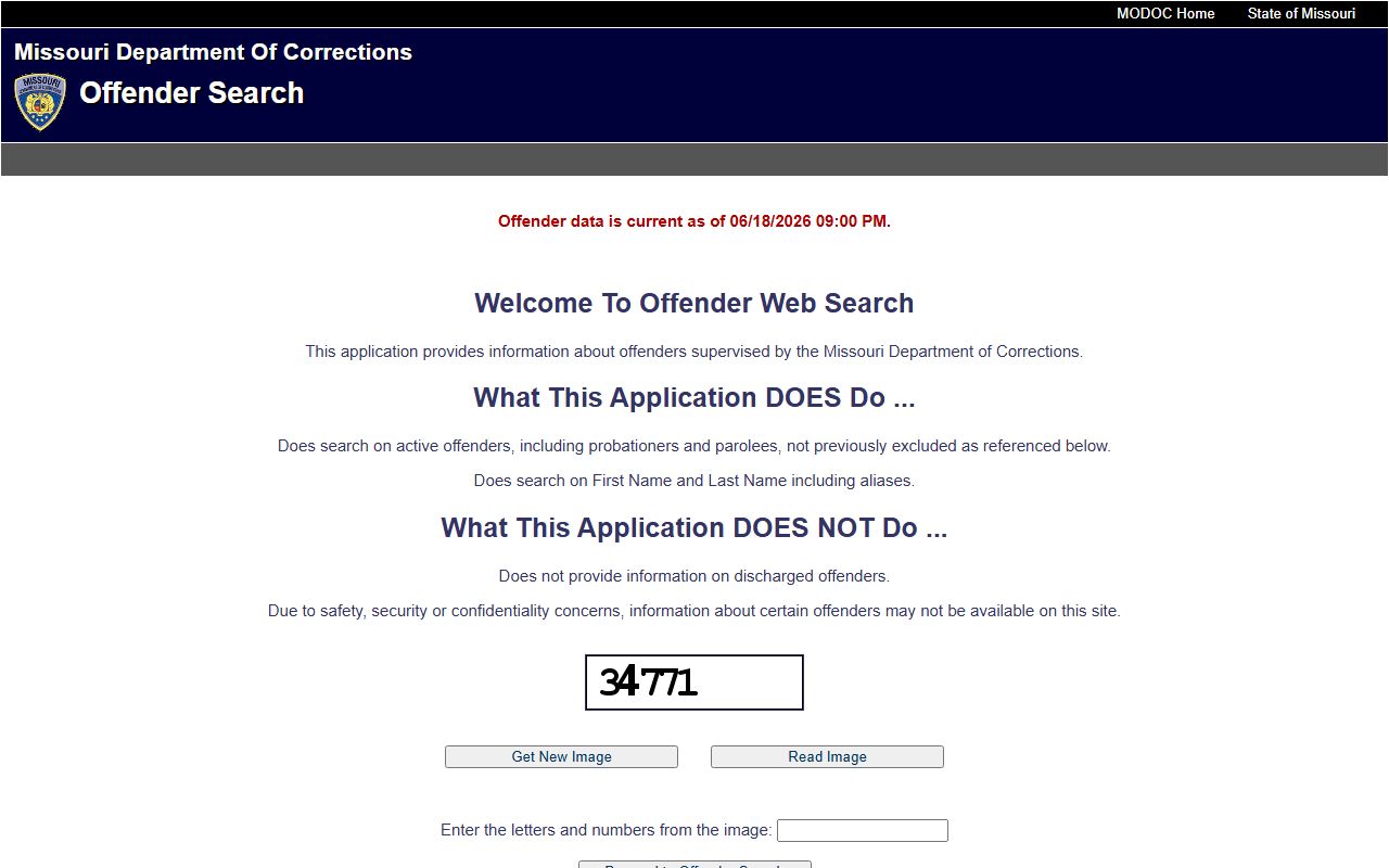 Schuyler County inmate population MODOC offender search form