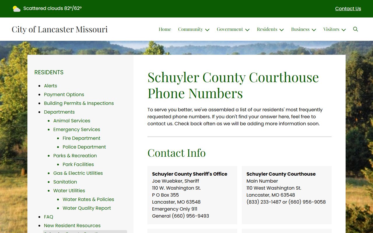 Schuyler County Jail sheriff courthouse phone numbers